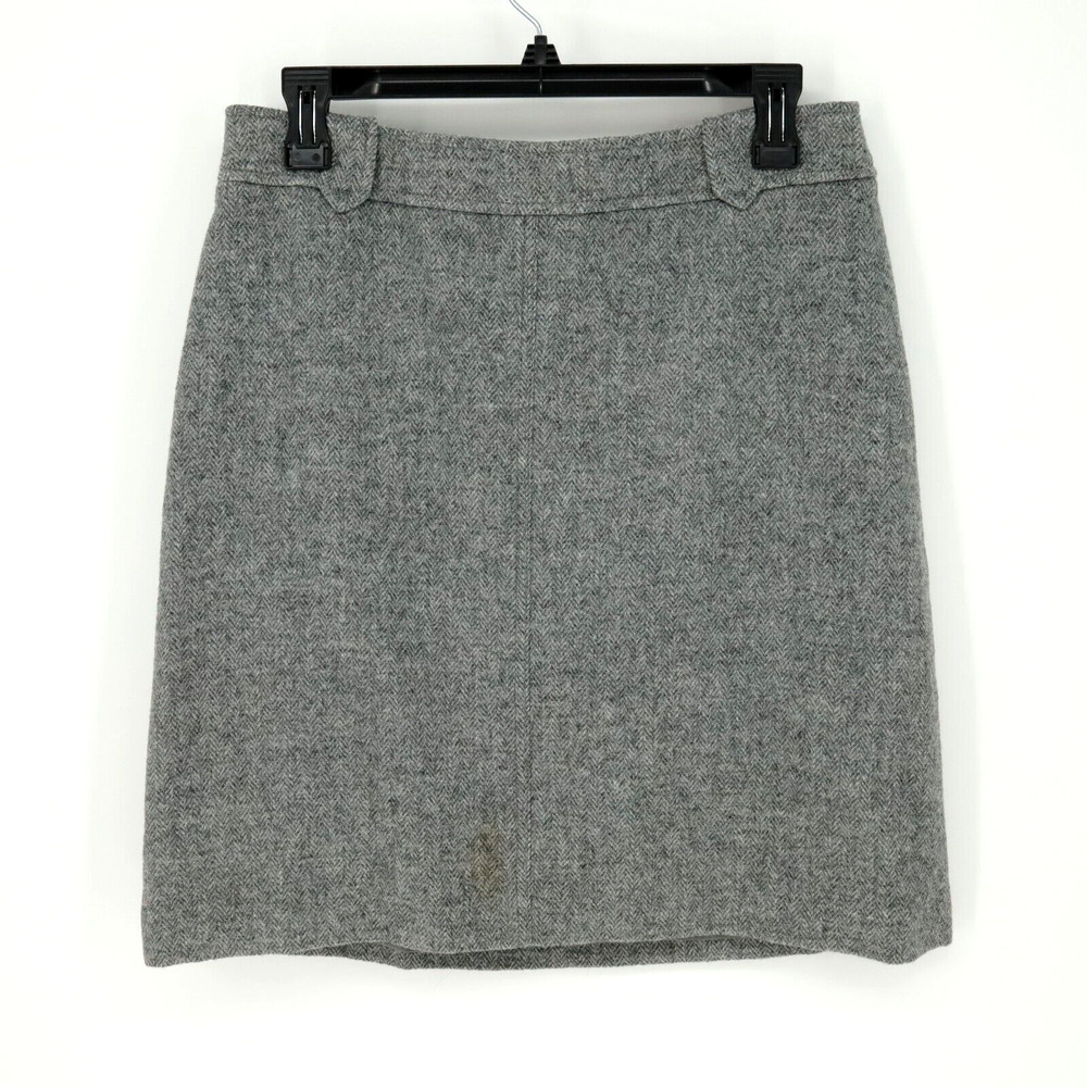 Talbots Skirt Womens Size 6 Gray Herringbone Wool Blend Tweed Lined Short Career